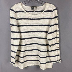 Habitat Clothes to Live In Sweater Womens M White Navy Stripe Lightweight Top